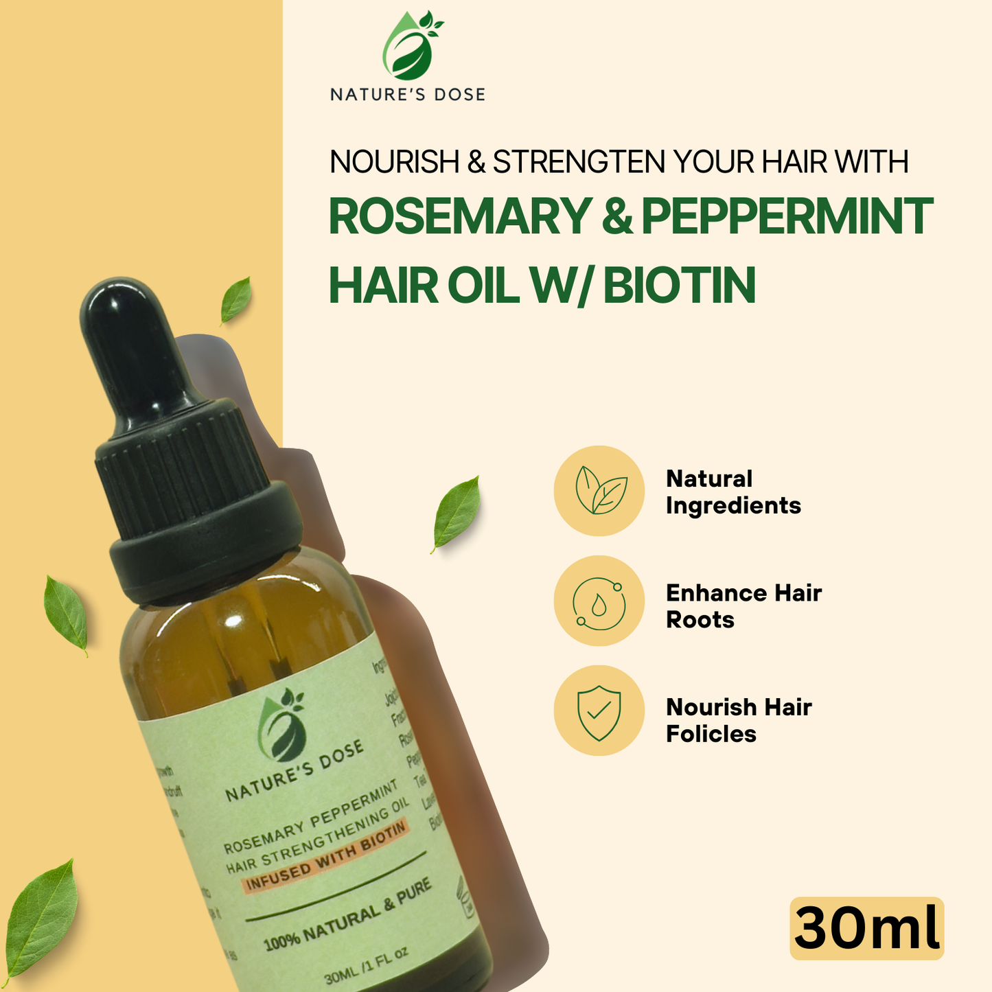 Rosemary Peppermint Hair Oil – Strengthen & Nourish Hair