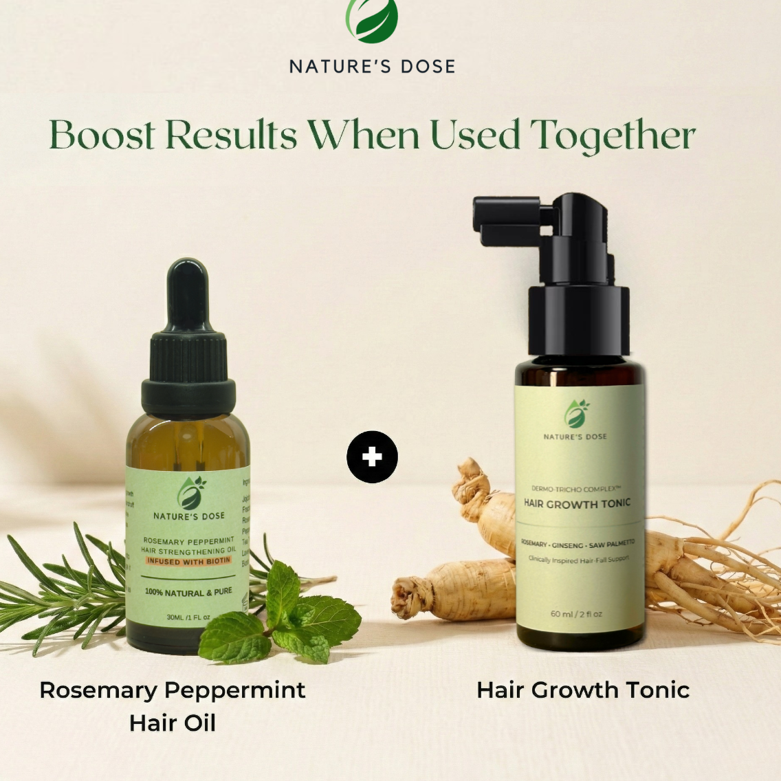 Hair Growth Care Combo – Hair Growth Tonic + Rosemary Peppermint Hair Oil