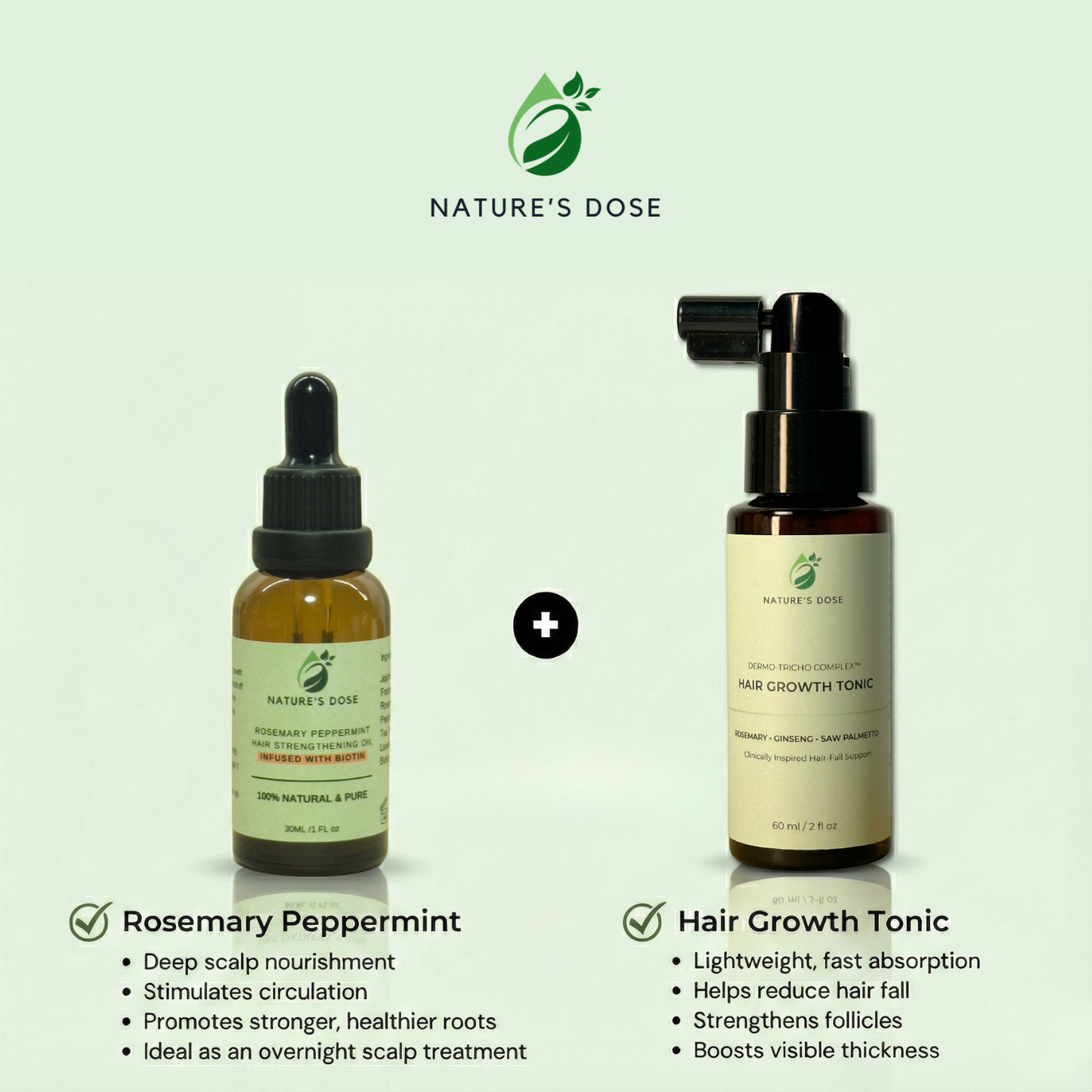 Hair Growth Care Combo – Hair Growth Tonic + Rosemary Peppermint Hair Oil