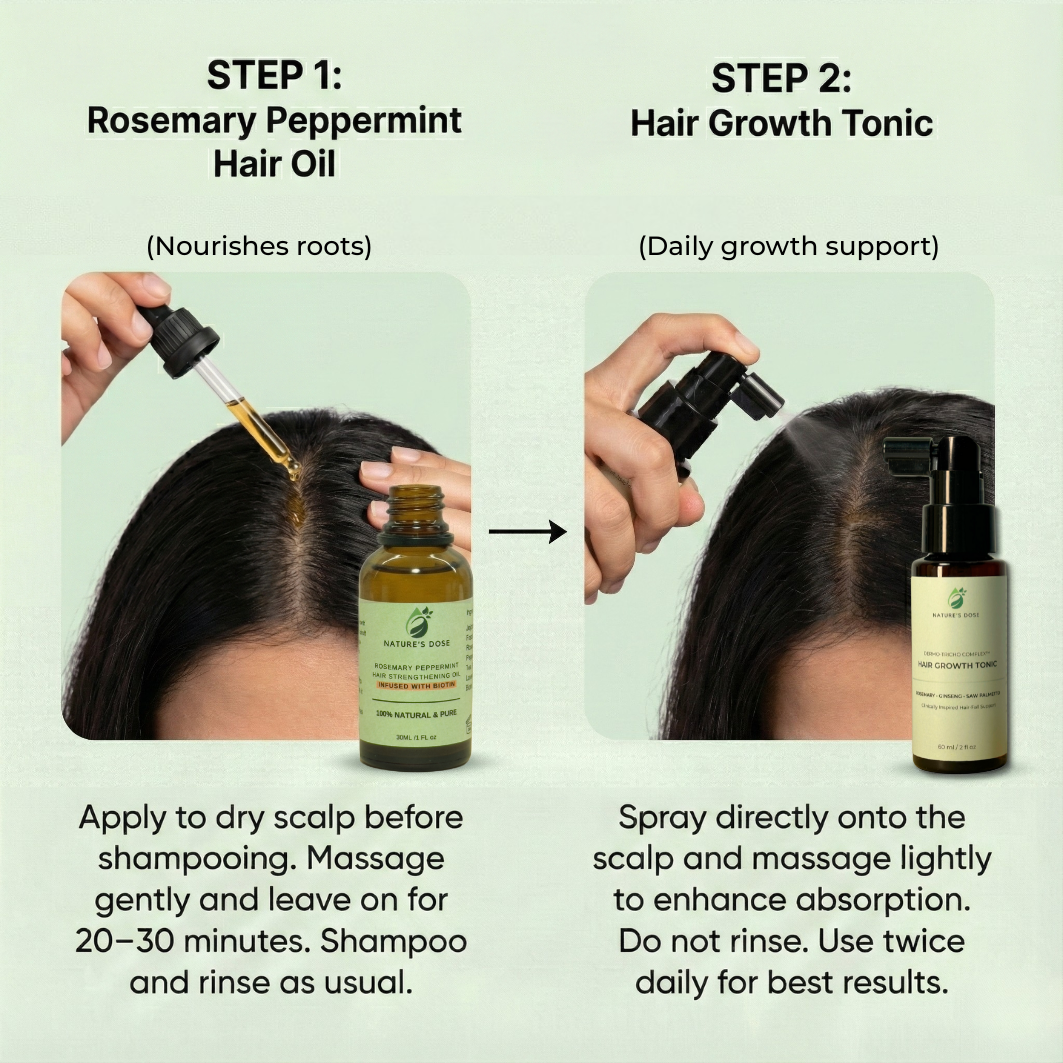 Hair Growth Care Combo – Hair Growth Tonic + Rosemary Peppermint Hair Oil