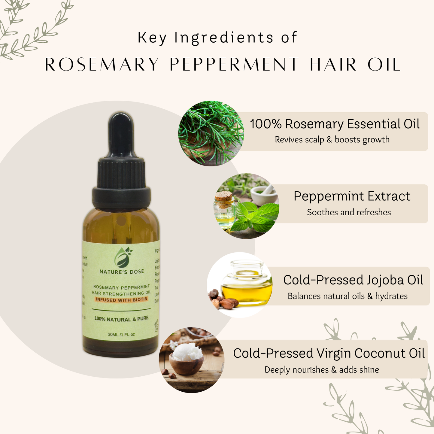 Rosemary Peppermint Hair Oil – Strengthen & Nourish Hair